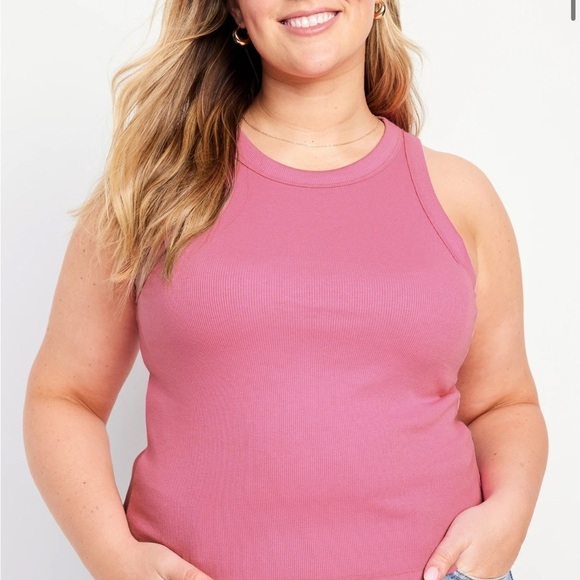 Old Navy Ribbed Tank Top Plus Size 3x Pink Sleeveless Scoop Neck Basic Stretchy - Picture 1 of 15